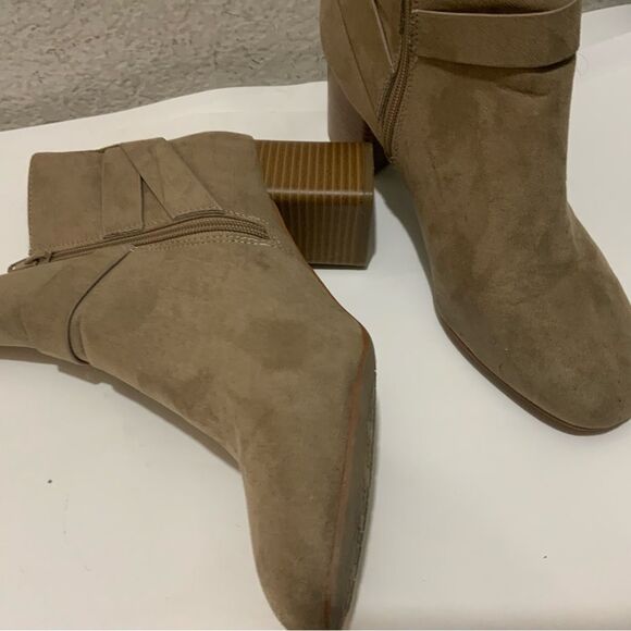 Kelly & Katie ankle boots buckle zip tan suede women size 8 - Picture 6 of 12